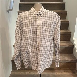 GAP Men's Beige and Blue Plaid Button Down Shirt